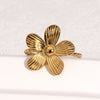 Wholesale Women's Simple Stainless Steel Electroplated Flower Open Ring And Bracelet
