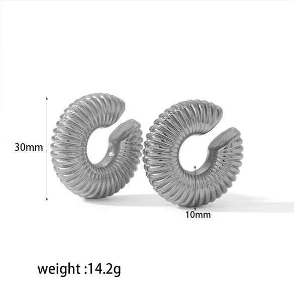 Wholesale Women's Simple Stainless Steel Geometric Ushaped Ctype Electroplated Earrings
