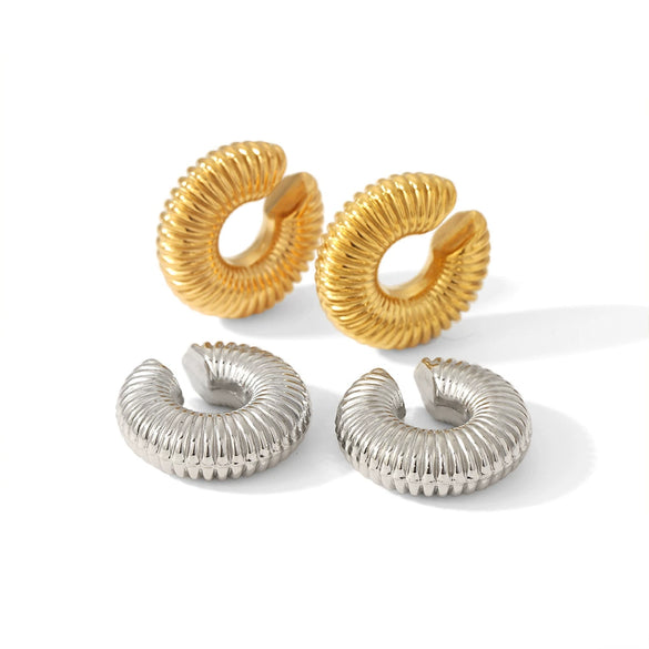 Wholesale Women's Simple Stainless Steel Geometric Ushaped Ctype Electroplated Earrings