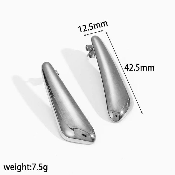 Wholesale Women's Simple Stainless Steel Geometric Water Drop Long Earrings With Electroplating