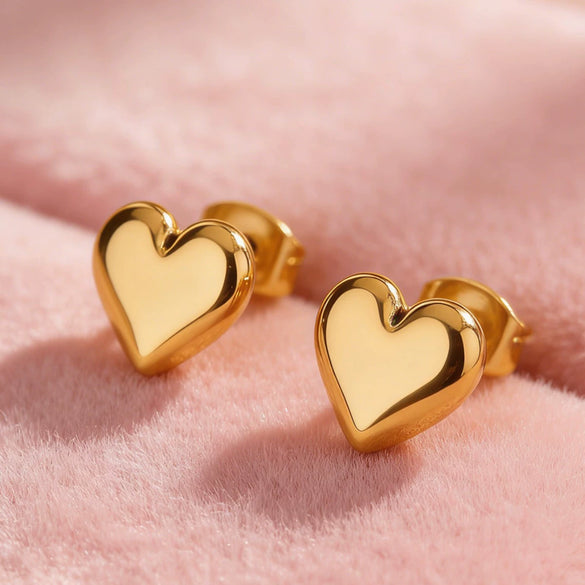 Wholesale Women's Simple Stainless Steel Heart Drop Bell Shaped Electroplated Earrings Necklace Bracelet Set Accessories