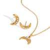Wholesale Women's Simple Stainless Steel Jewelry Set With Stars Sun And Moon Clouds Universe Pattern And Pvd Vacuum Real Gold Electroplating O Word Chain Necklace And Earrings