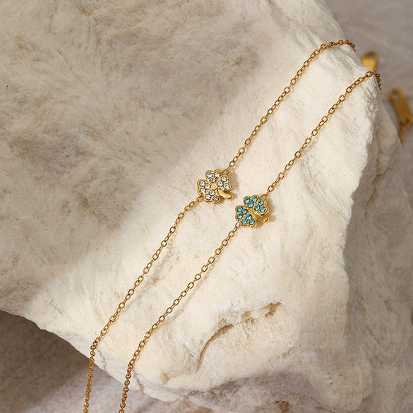 Wholesale Women's Simple Stainless Steel 18K Goldplated Leaf Bracelet
