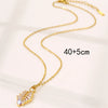 Wholesale Women's Simple Stainless Steel Leaf Pendant Necklace With Mixed Gem Inlay And Electroplating Flower Pattern