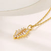 Wholesale Women's Simple Stainless Steel Leaf Pendant Necklace With Mixed Gem Inlay And Electroplating Flower Pattern