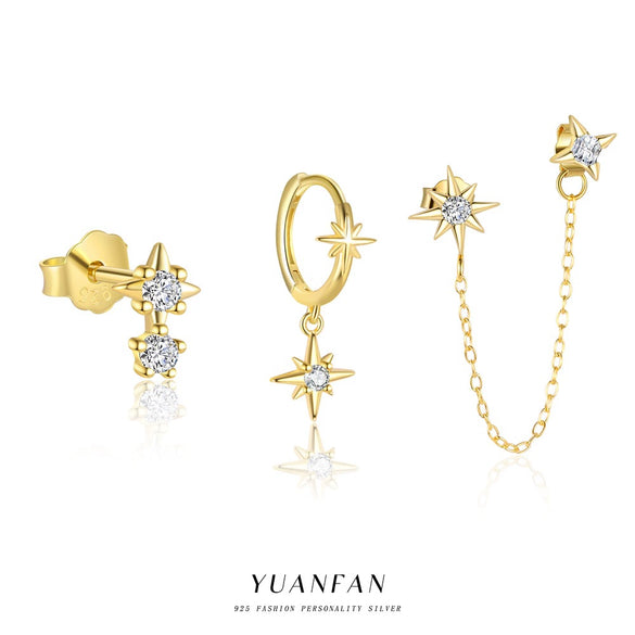 Wholesale Women's Simple Star Shape 925 Sterling Silver Earrings With Zirconia
