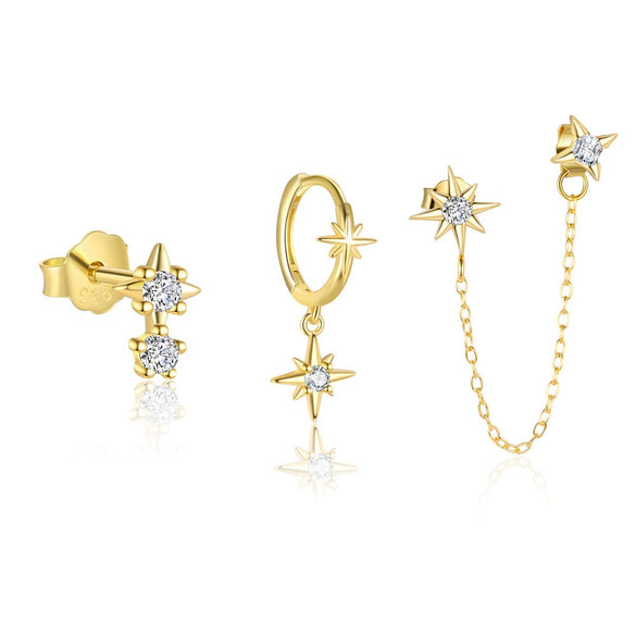 Wholesale Women's Simple Star Shape 925 Sterling Silver Earrings With Zirconia