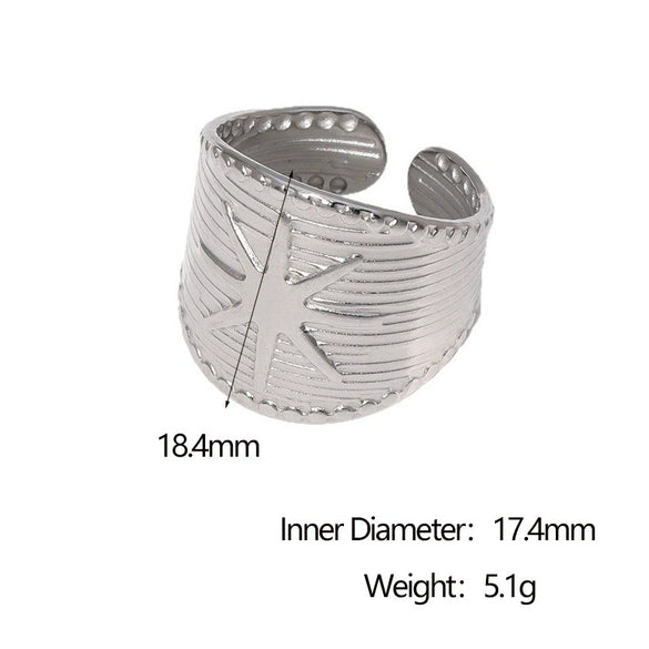 Wholesale Women's Simple Starshaped Stainless Steel Goldplated Open Ring Hand Jewelry