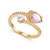 Wholesale Women's Simple Style Copper Electroplated Flower Shaped Pearl Geometric Ring