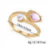 Wholesale Women's Simple Style Copper Electroplated Flower Shaped Pearl Geometric Ring