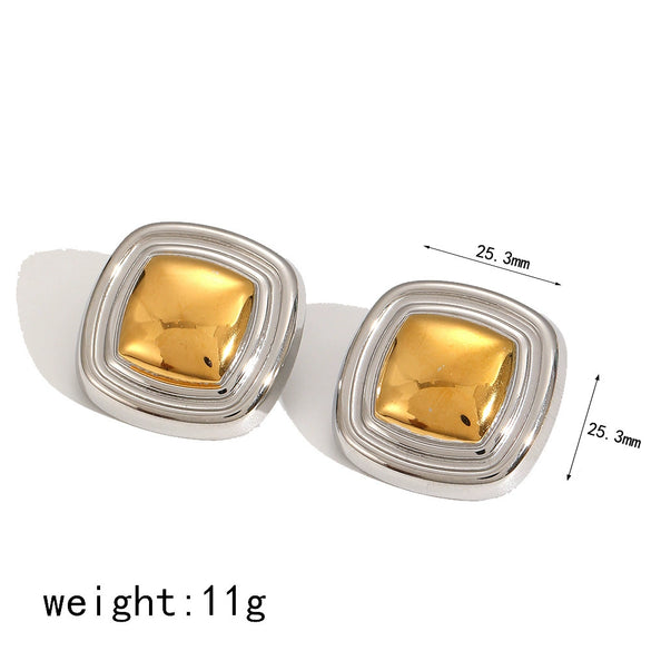 Wholesale Women's Simple Style Geometric Fivepointed Star Stainless Steel 18K Goldplated Earrings