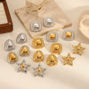 Wholesale Women's Simple Style Geometric Fivepointed Star Stainless Steel 18K Goldplated Earrings