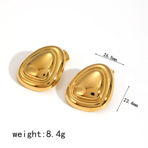 Wholesale Women's Simple Style Geometric Fivepointed Star Stainless Steel 18K Goldplated Earrings