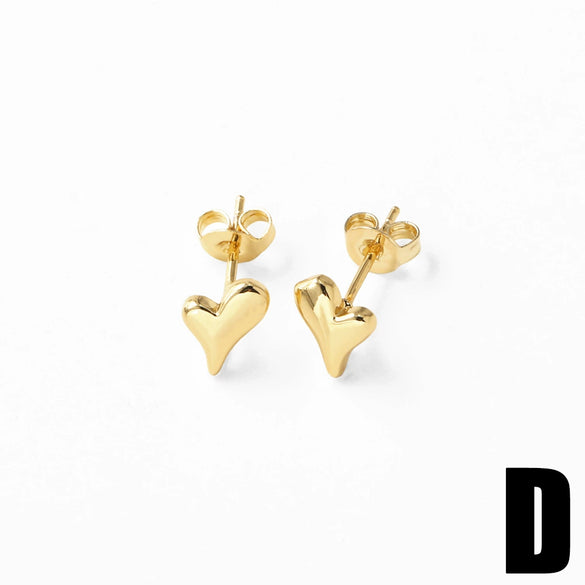 Wholesale Women's Simple Style Heartshaped Copper Earrings With Electroplating