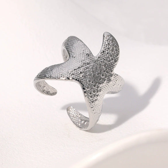 Wholesale Women's Simple Style Stainless Steel Starfish Electroplated Ring