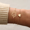 Wholesale Women's Simple Stylish Cut Out Heart Bracelet 2 Piece Set Alloy Electroplated