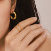 Wholesale Women's Simple Thin Plain Hollow Stackable Tail Ring Titanium Steel With Geometric Pattern And Electroplating