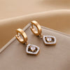 Wholesale Women's Simple Titanium Steel Diamond Geometric Stud Earrings With Electroplating