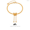 Wholesale Women's Simple Titanium Steel Gold Plated Butterfly Tassel Anklet With Animal And Zodiac Patterns