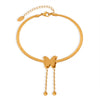 Wholesale Women's Simple Titanium Steel Gold Plated Butterfly Tassel Anklet With Animal And Zodiac Patterns