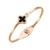 Wholesale Women's Simple Titanium Steel Shell Acrylic Bracelet With Fourleaf Clover Pattern Inlaid With 18K Rose Gold