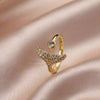 Wholesale Women's Simple Trendy Zircon Open Ring Copper Jewelry