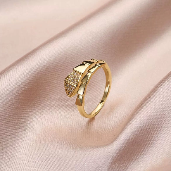 Wholesale Women's Simple Trendy Zircon Open Ring Copper Jewelry