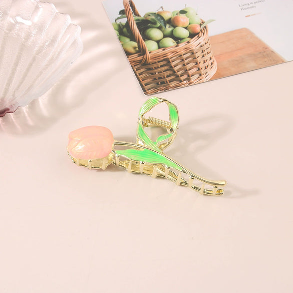 Wholesale Women's Simple Tulip Alloy Hair Clips With Electroplating Treatment
