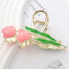 Wholesale Women's Simple Tulip Alloy Hair Clips With Electroplating Treatment