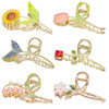 Wholesale Women's Simple Tulip Alloy Hair Clips With Electroplating Treatment