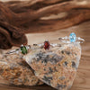 Wholesale Women's Simple Versatile S925 Sterling Silver Geometric Gemstone Ring Set With Natural Topaz Garnet Diopside Peridot