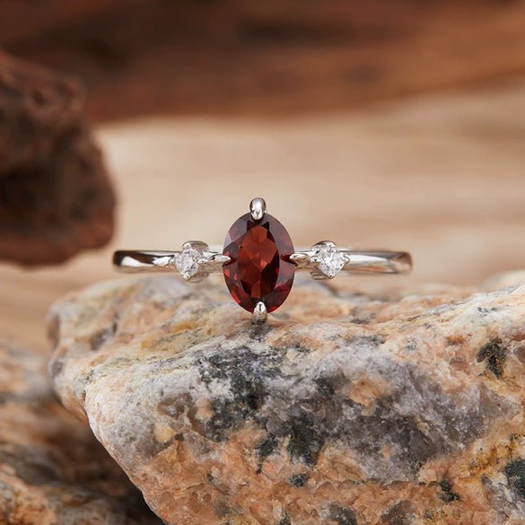 Wholesale Women's Simple Versatile S925 Sterling Silver Geometric Gemstone Ring Set With Natural Topaz Garnet Diopside Peridot