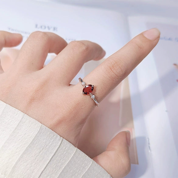 Wholesale Women's Simple Versatile S925 Sterling Silver Geometric Gemstone Ring Set With Natural Topaz Garnet Diopside Peridot