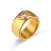 Wholesale Women's Simple Y2k Fashion Ring Stainless Steel 18K Gold Plated With Square Zircon And Geometric Design Electroplated