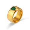 Wholesale Women's Simple Y2k Fashion Ring Stainless Steel 18K Gold Plated With Square Zircon And Geometric Design Electroplated