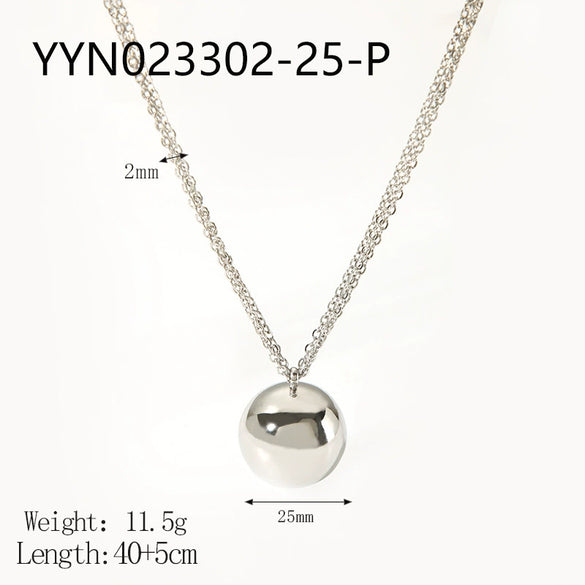 Wholesale Women's Small Ball Stainless Steel Necklace With Geometric Design 18K Gold Plated By Vacuum Real Gold Electroplating In Pvd Furnace