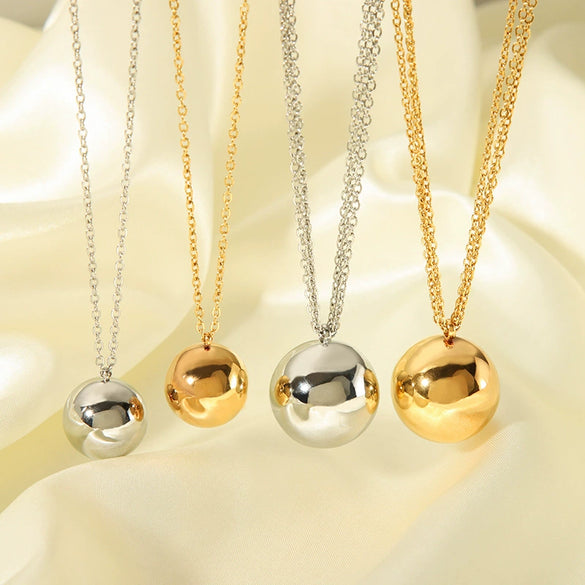Wholesale Women's Small Ball Stainless Steel Necklace With Geometric Design 18K Gold Plated By Vacuum Real Gold Electroplating In Pvd Furnace