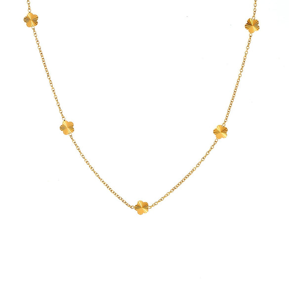 Wholesale Women's Small Flower Clavicle Chain Titanium Steel With 18K Gold Plated Electroplating Geometric Design