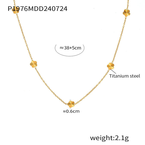 Wholesale Women's Small Flower Clavicle Chain Titanium Steel With 18K Gold Plated Electroplating Geometric Design