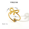 Wholesale Women's Small Fresh Butterfly Opening Ring In Stainless Steel With Bow Pattern And Vacuum Real Gold Electroplating In Pvd Furnace