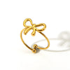 Wholesale Women's Small Fresh Butterfly Opening Ring In Stainless Steel With Bow Pattern And Vacuum Real Gold Electroplating In Pvd Furnace