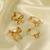 Wholesale Women's Small Fresh Butterfly Opening Ring In Stainless Steel With Bow Pattern And Vacuum Real Gold Electroplating In Pvd Furnace