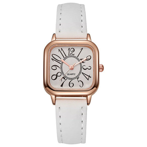 Wholesale Women's Small Fresh Digital Retro Style Alloy Case Stainless Steel Buckle Imitation Leather Strap Square Quartz Electronic Watch