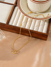 Wholesale Women's Small Fresh Style Zircon Pendant Stainless Steel Necklace With 18K Gold Bead Chain And Electroplating Treatment