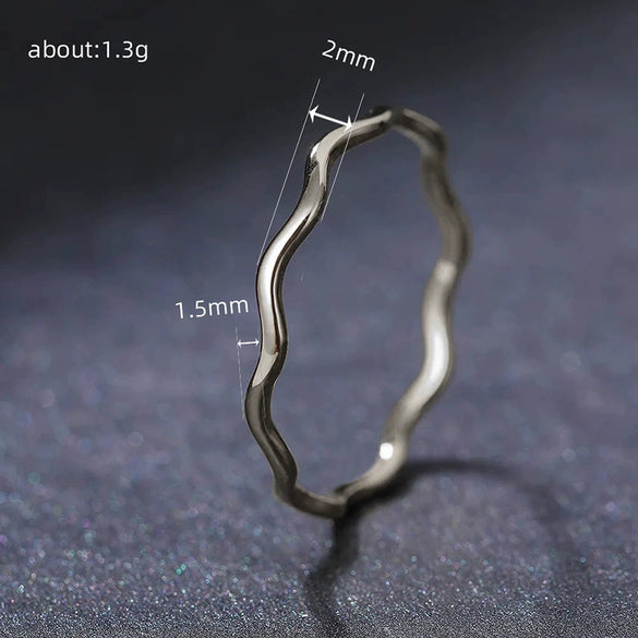 Wholesale Women's Small Fresh Sweet Wave Geometric Copper Ring With Electroplating