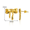 Wholesale Women's Smooth Bow Earrings Stainless Steel 18K Gold Electroplated