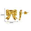 Wholesale Women's Smooth Bow Earrings Stainless Steel 18K Gold Electroplated