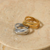 Wholesale Women's Smooth Cross Large Arc Geometric 316 Stainless Steel Ring With Electroplating Treatment