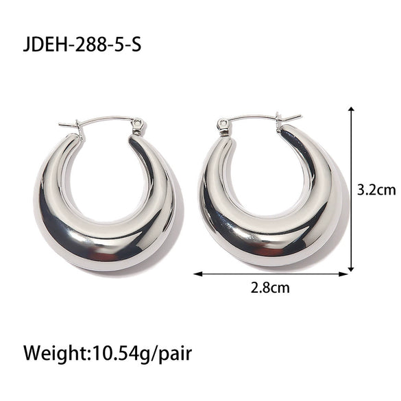 Wholesale Women's Smooth Hollow Hoop Earrings Stainless Steel Geometric Electroplated
