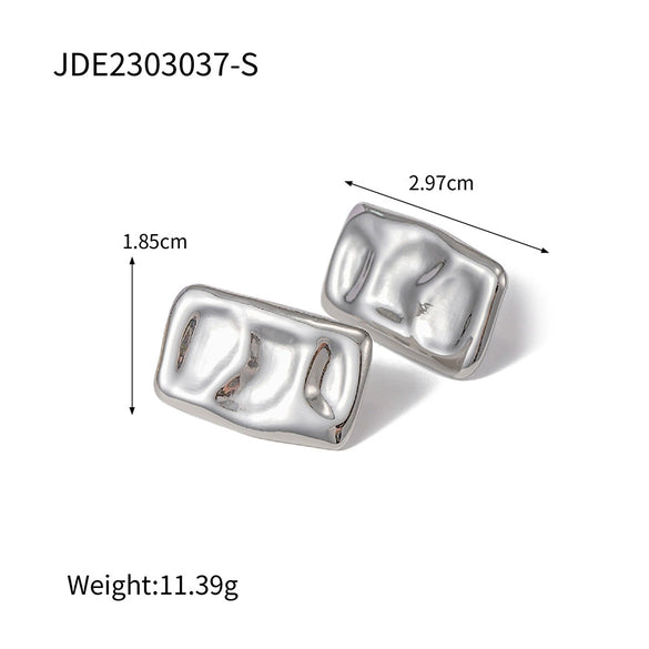 Wholesale Women's Smooth Hollow Hoop Earrings Stainless Steel Geometric Electroplated